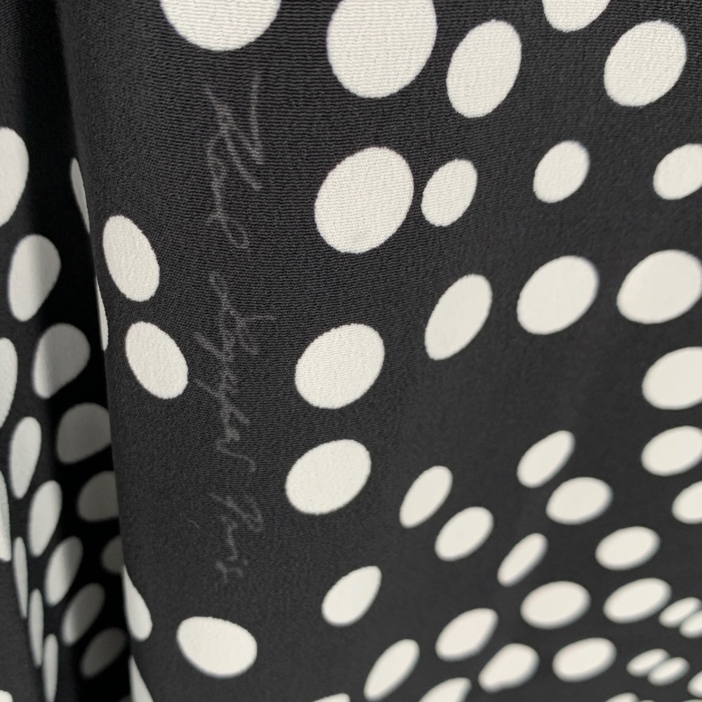 Karl Lagerfeld Paris Black White Polka Dot Tie Neck Dress Lined Size 12 - Picture 3 of 8